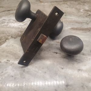 Vintage  Monterey Style Americana Door Mortise Latch and Door Knobs